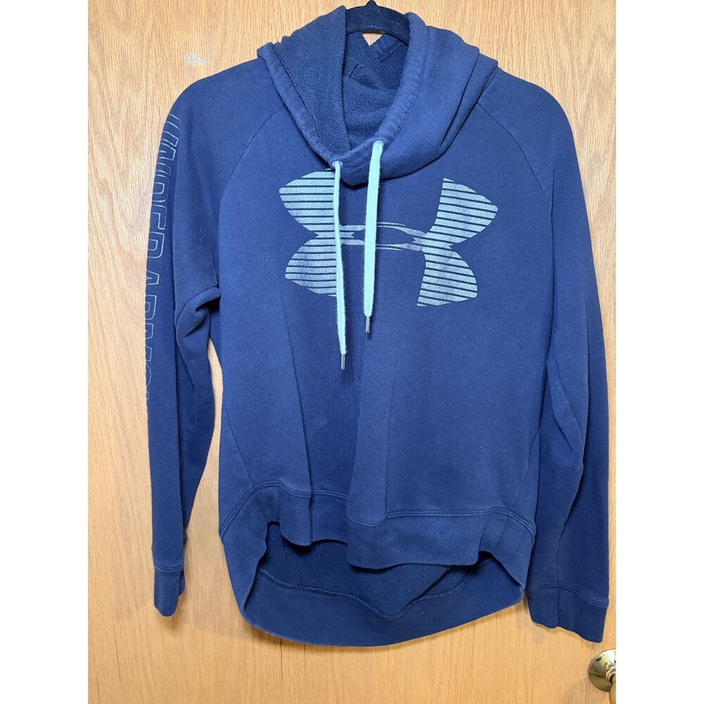Under Armour Women's Cowl Neck Hoodie Black Big Logo Size M
